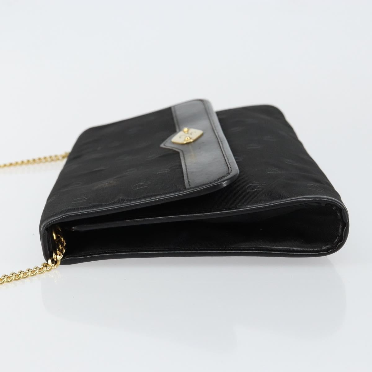 Christian Dior Vintage Cd Chain Flap Shoulder Bag Diorissimo Canvas Black Nylon Shoulder Bag Bag ()