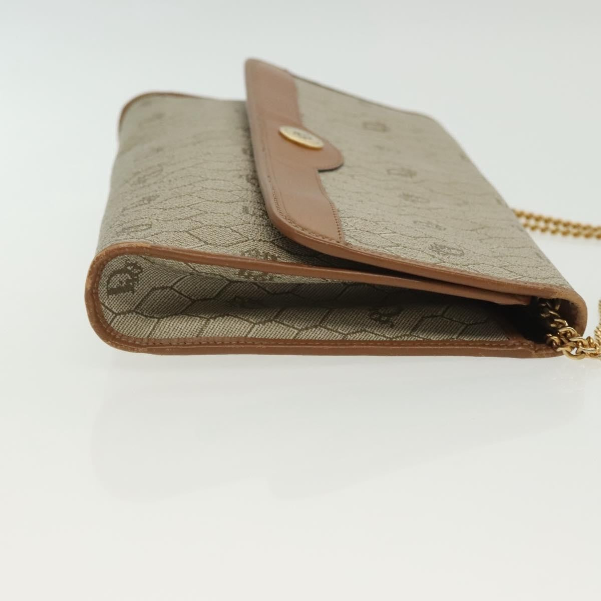 Christian Dior Vintage Honeycomb Chain Canvas Beige Canvas Bag ()