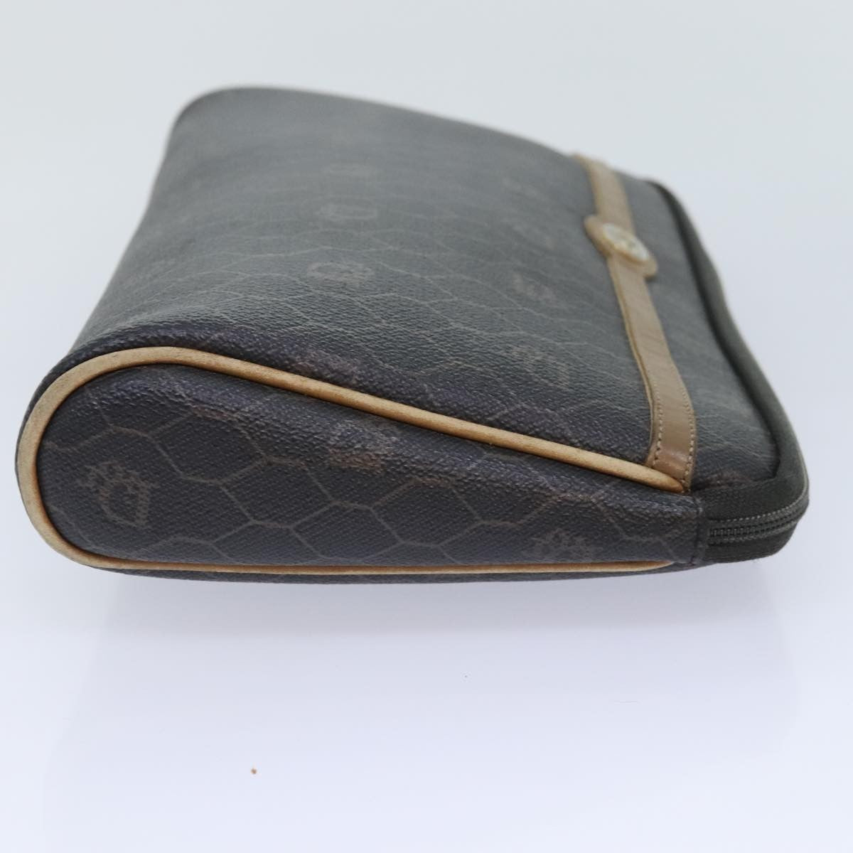 Christian Dior Vintage Honeycomb Zip Pouch Coated Canvas Black Canvas Clutche & Pouche Bag ()