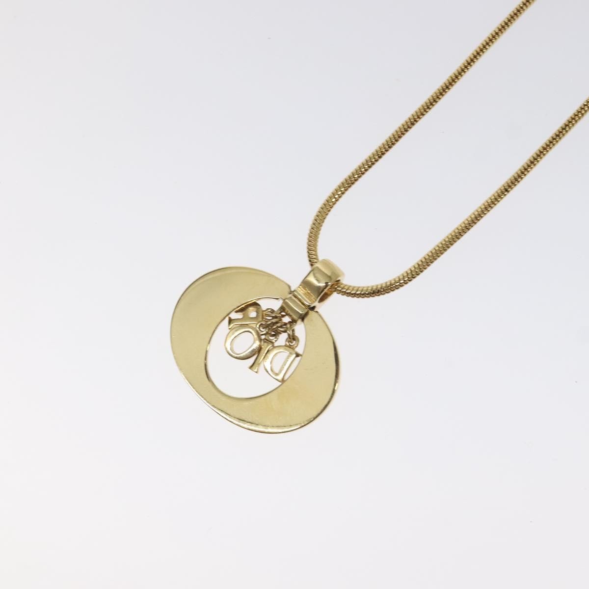 Christian Dior Round Logo Pendant Necklace Metal Gold Metal Jewelry ()