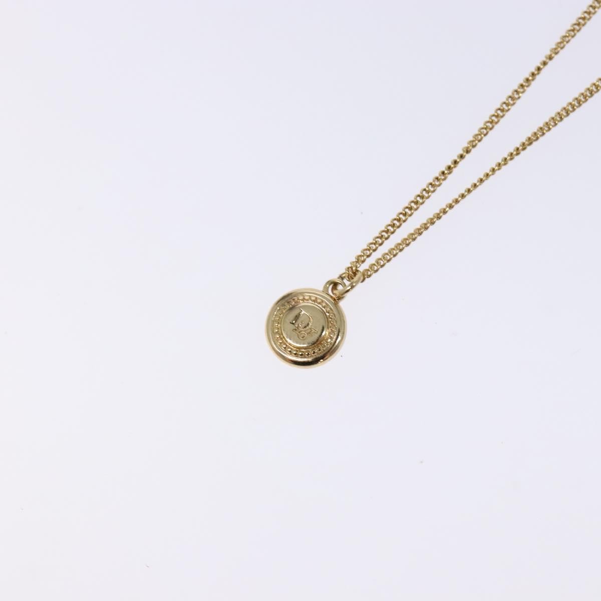 Christian Dior Vintage Logo Round Pendant Necklace Metal Gold Metal Jewelry ()