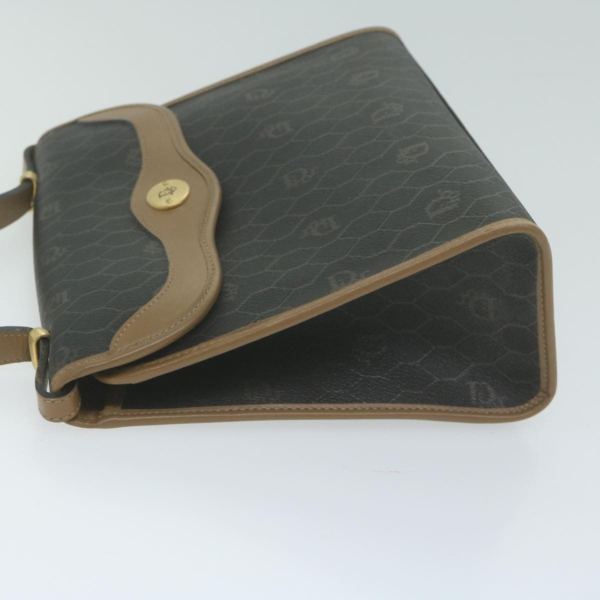 Christian Dior Vintage Honeycomb Handbag Canvas Leather Black Canvas Handbag ()
