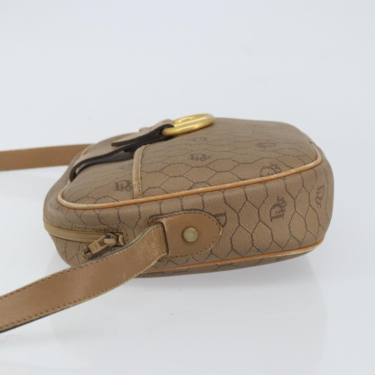 Christian Dior Vintage Honeycomb Shoulder Bag Canvas And Leather Beige Canvas Shoulder Bag Bag ()