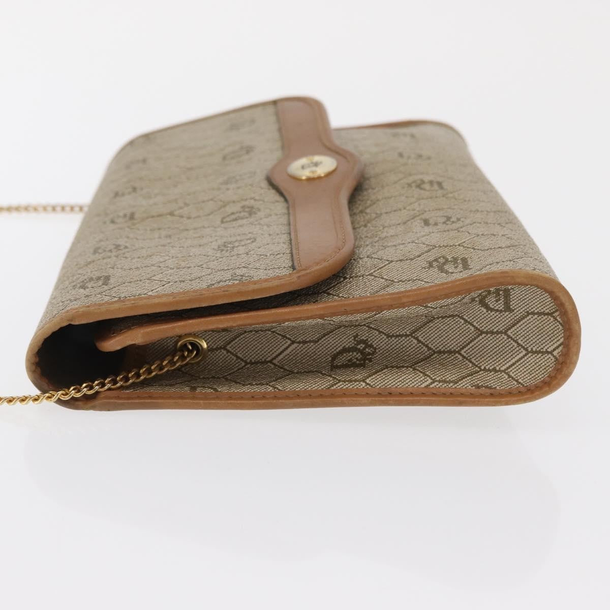 Christian Dior Vintage Honeycomb Chain Canvas Beige Canvas Shoulder Bag Bag ()