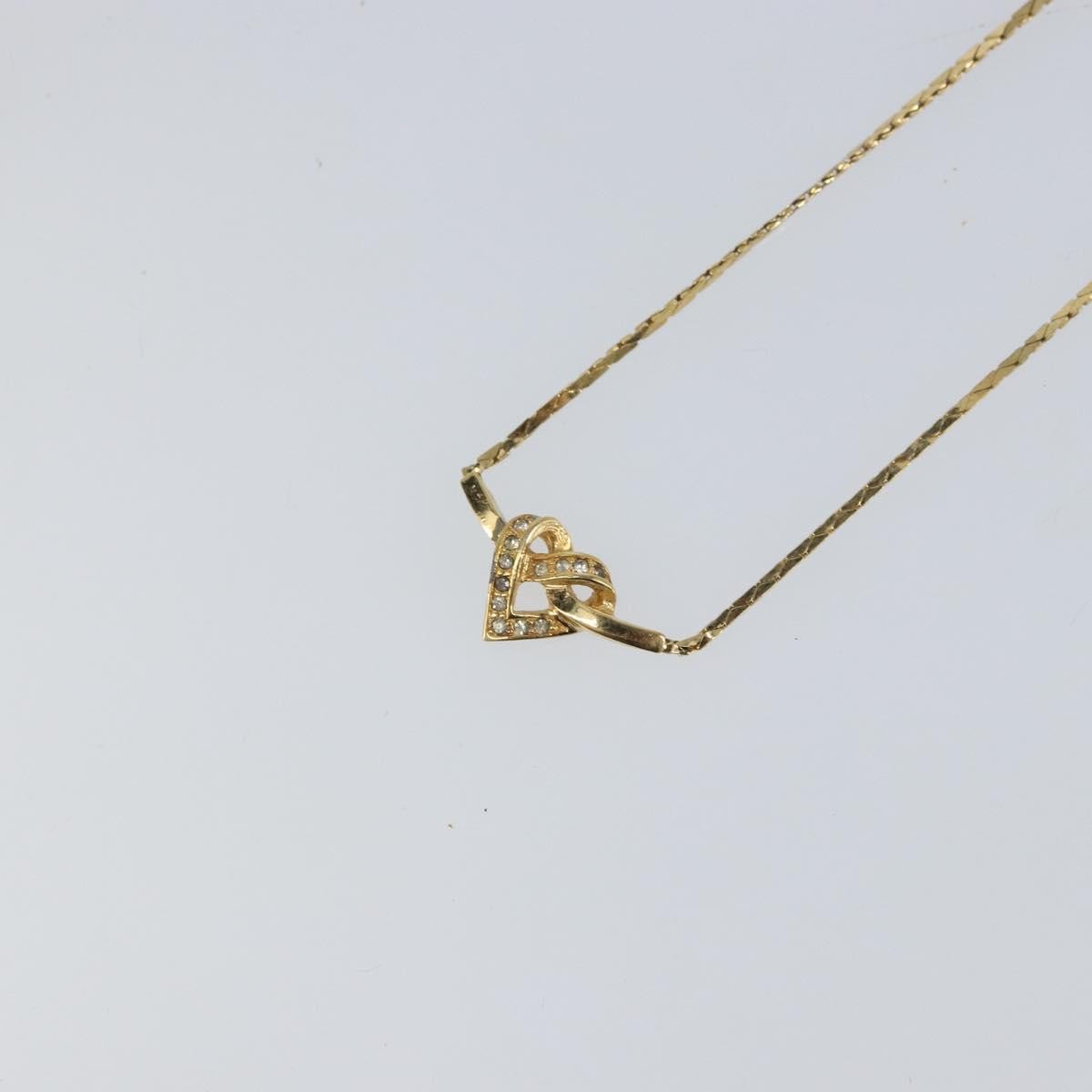 Christian Dior Logo Heart Pendant Necklace Metal Gold Metal Necklace Jewelry ()
