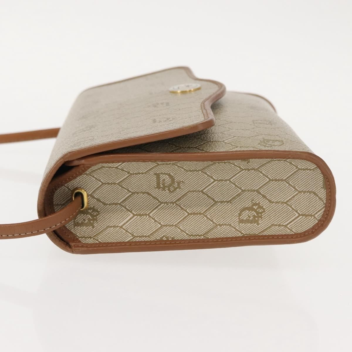 Christian Dior Vintage Honeycomb Flap Crossbody Bag Canvas And Leather Beige Canvas Shoulder Bag Bag ()
