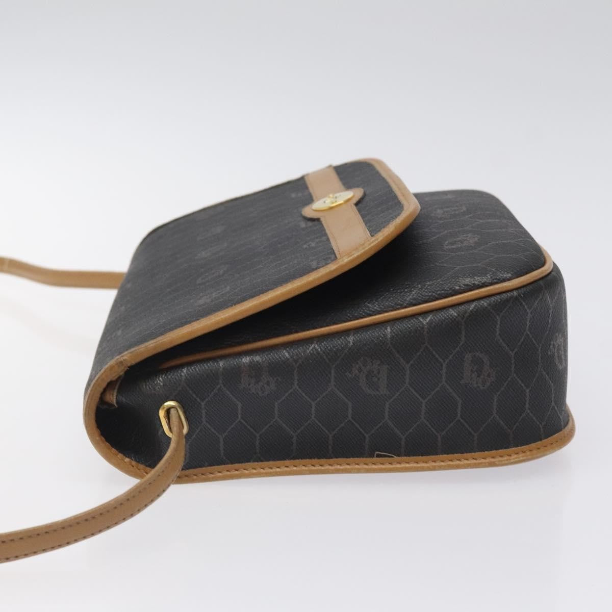 Christian Dior Vintage Honeycomb Flap Crossbody Bag Coated Canvas Gray Canvas Bag ()