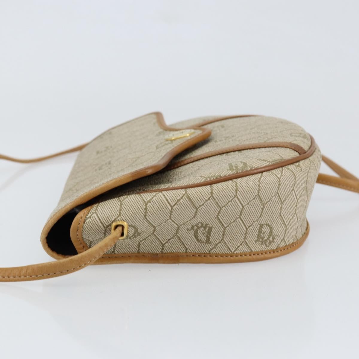 Christian Dior Vintage Honeycomb Flap Crossbody Bag Canvas And Leather Beige Canvas Shoulder Bag Bag ()