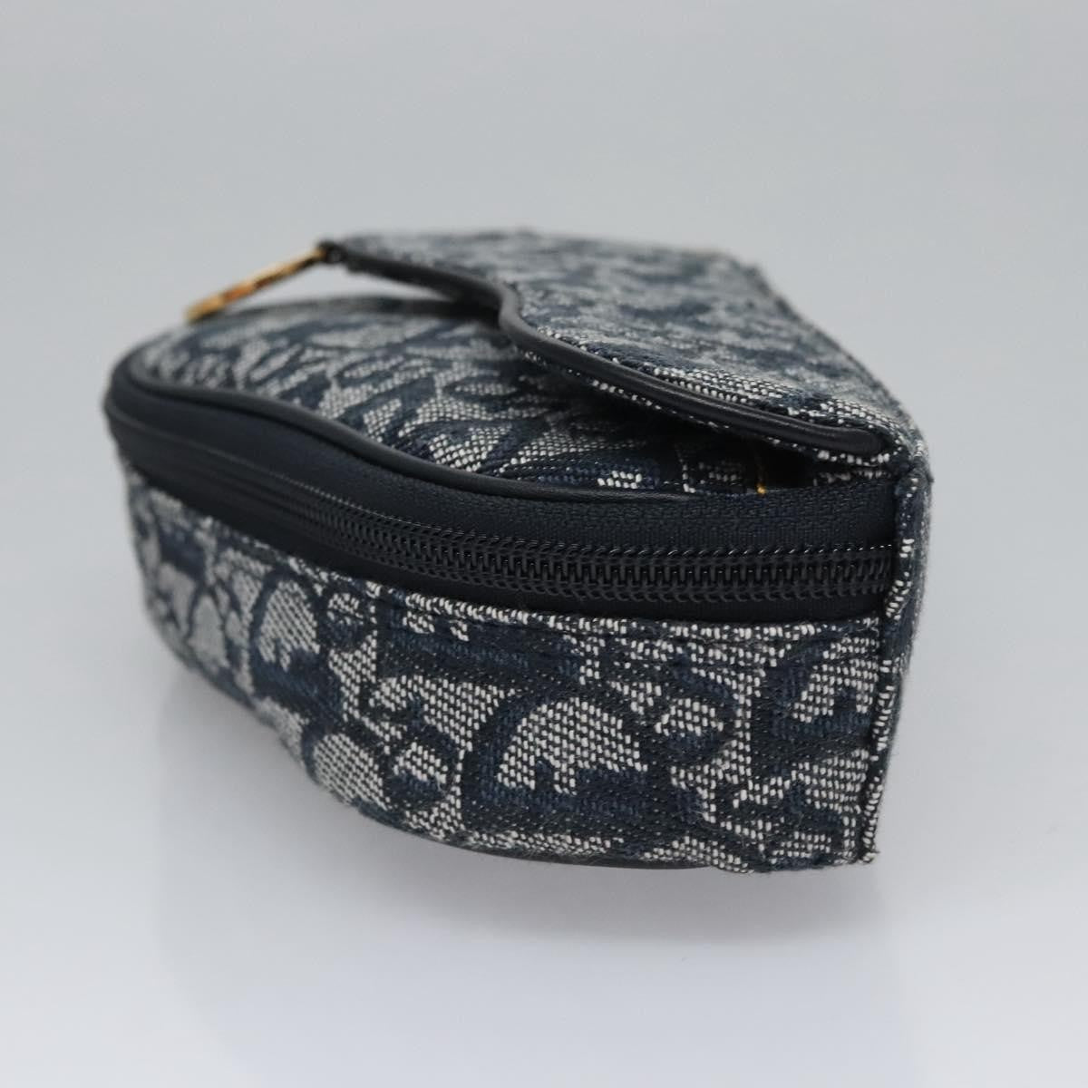 Christian Dior Vintage Saddle Coin Purse Diorissimo Canvas Navy Canvas Bag ()