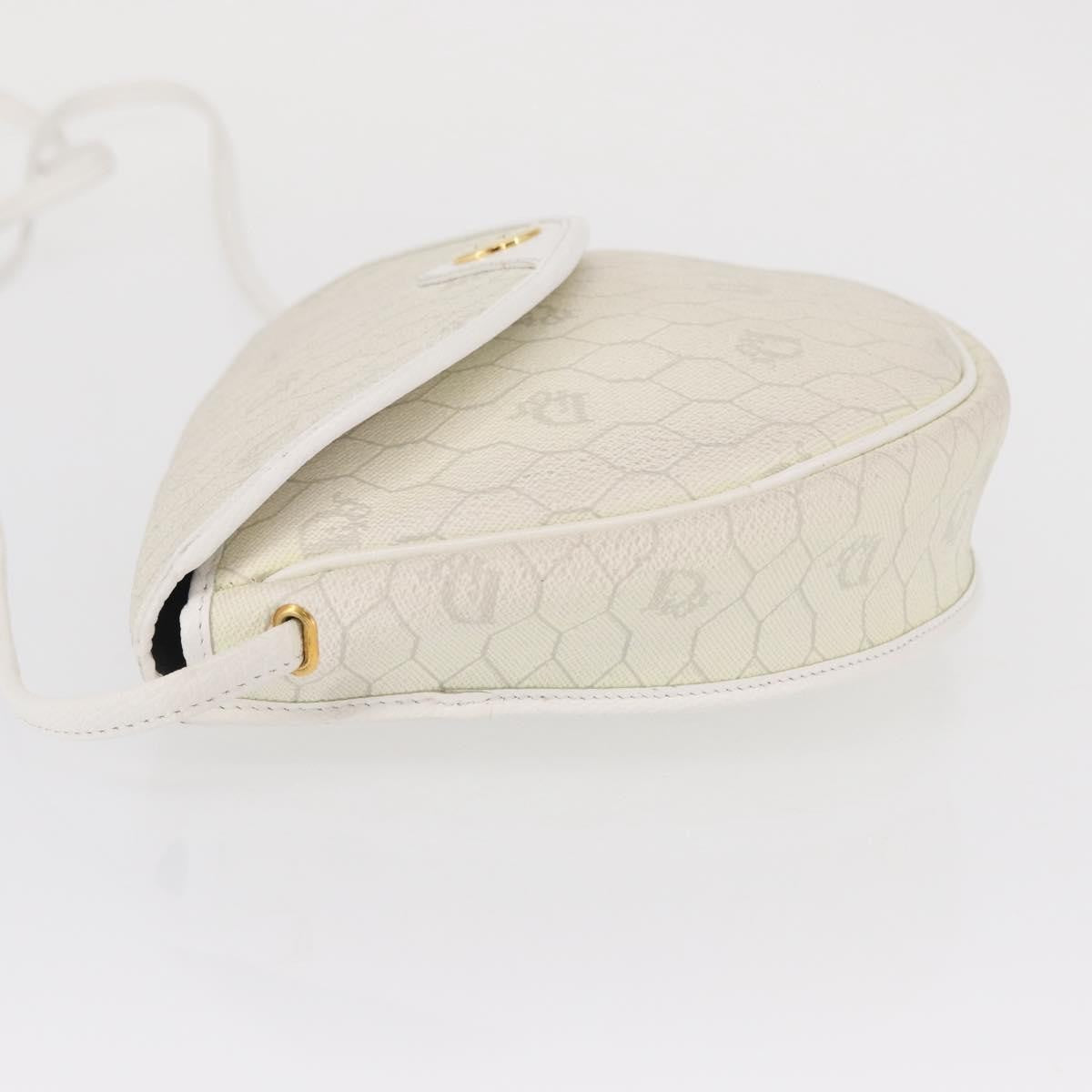 Christian Dior Vintage Honeycomb Flap Crossbody Bag Canvas And Leather White Canvas Shoulder Bag Bag ()