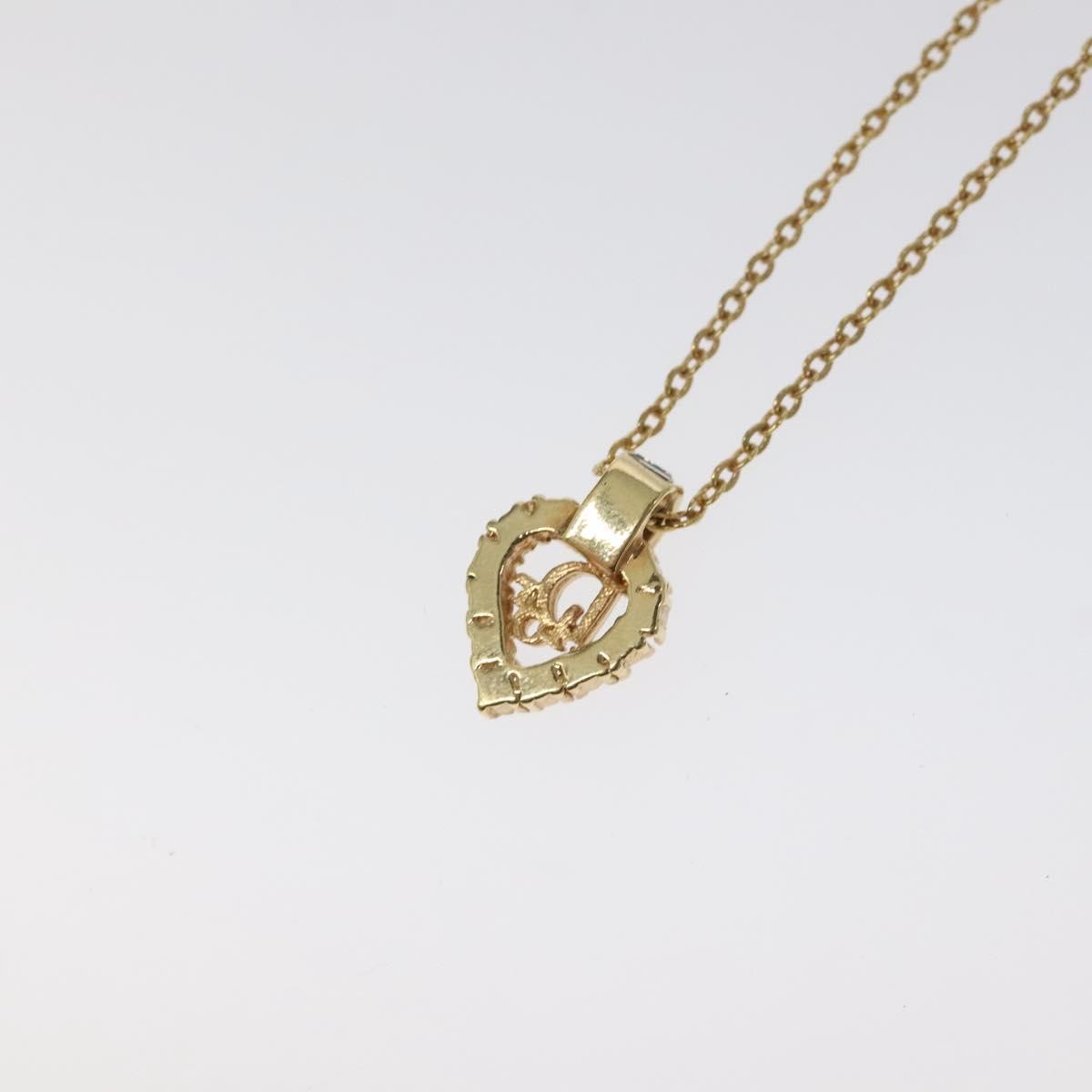 Christian Dior Vintage Cd Heart Pendant Necklace Metal With Crystals Gold Metal Jewelry ()