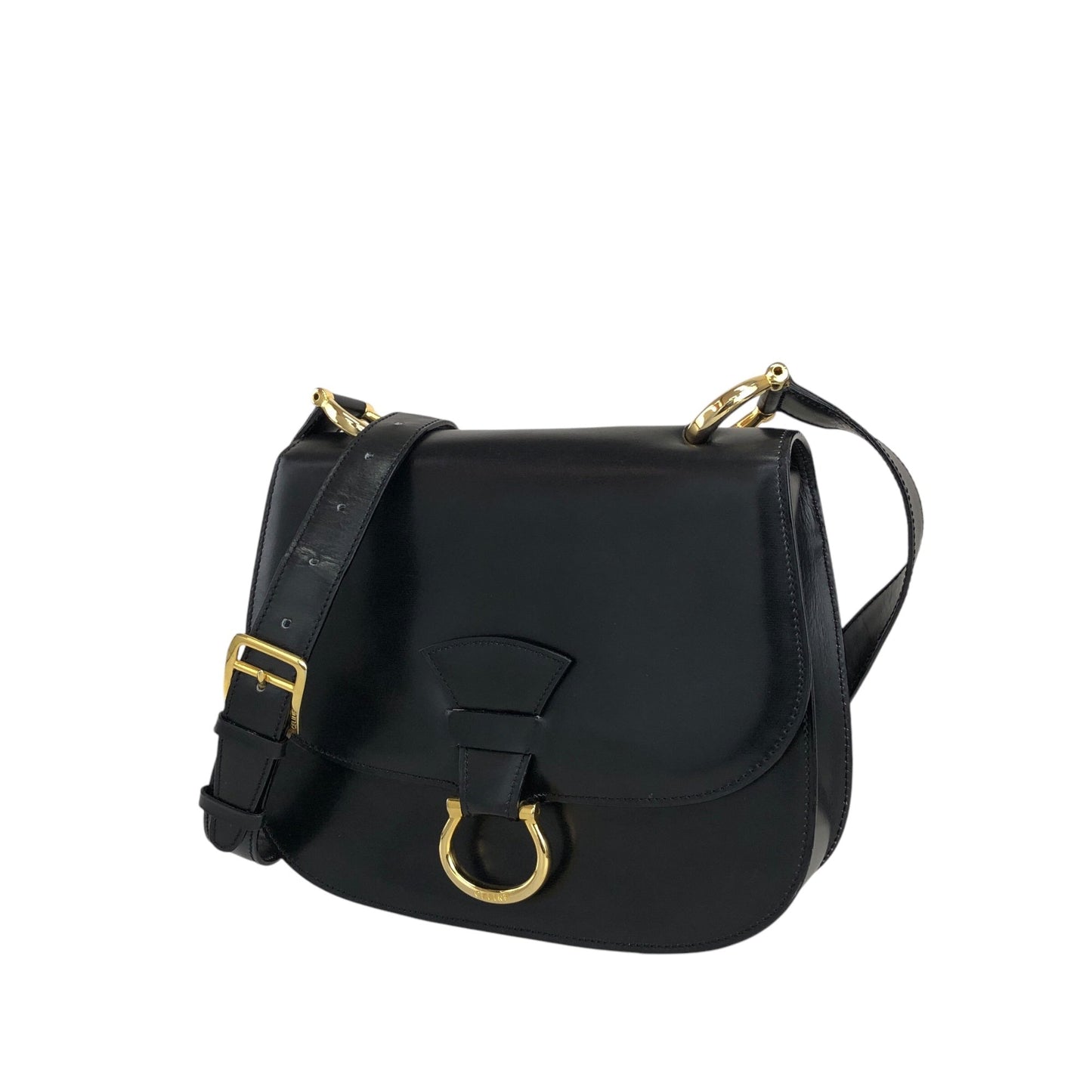 CELINE Horse Bit Shoulder bag Black Vintage zfwpa8