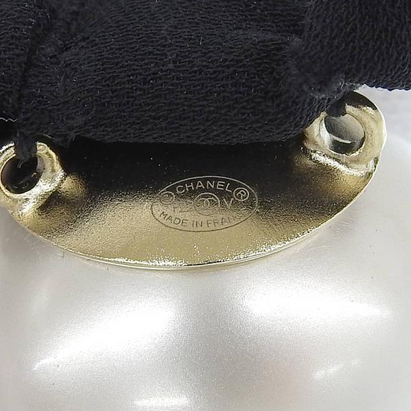 Chanel CC Faux Pearl Embellished Hair Scrunchie Canvas Hair Accessory in Excellent condition