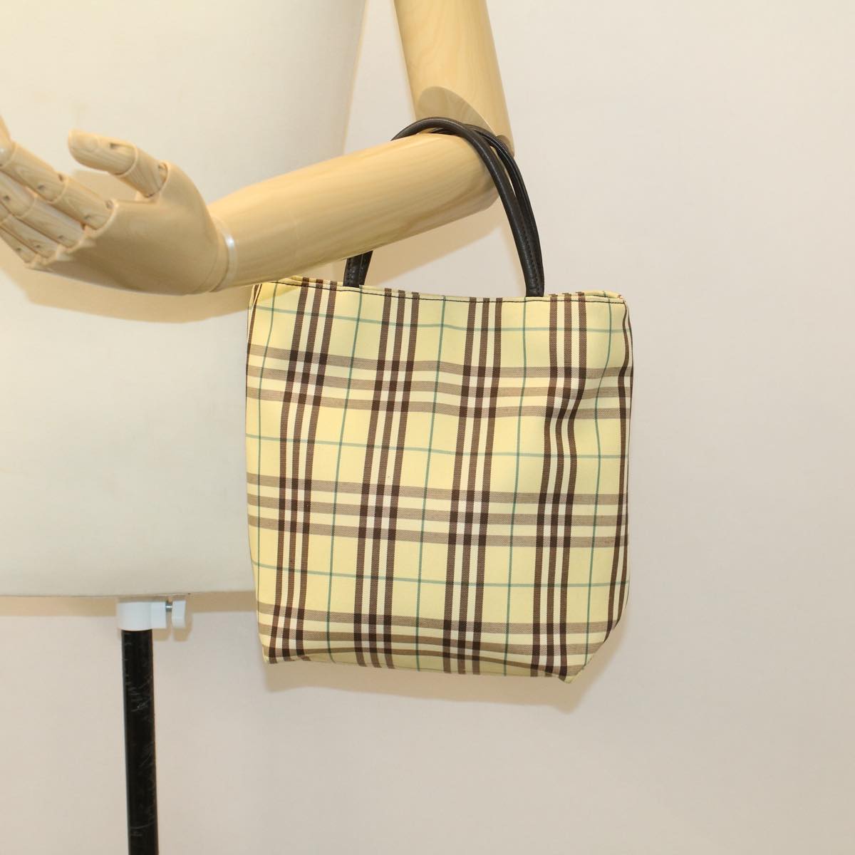 Burberry Nova Check Hand Bag Nylon Yellow Auth tb684