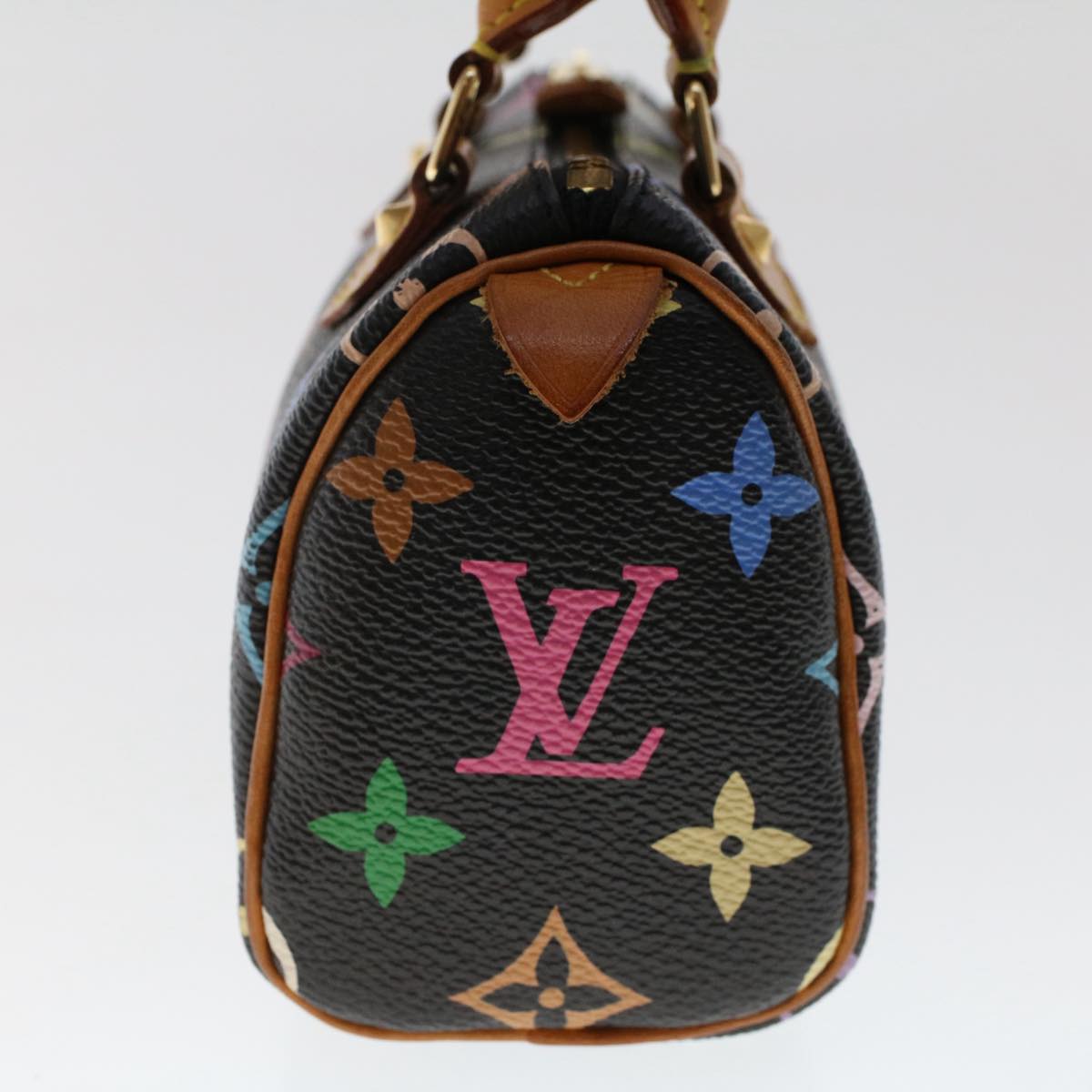 LOUIS VUITTON Monogram Multicolor Mini Speedy Hand Bag Black M92644 Auth tb787
