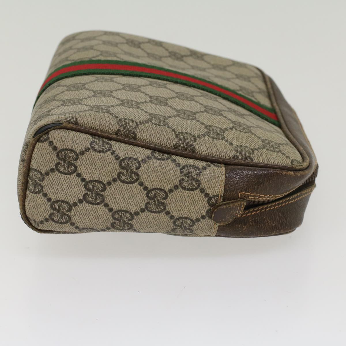 GUCCI GG Canvas Web Sherry Line Clutch Bag Beige Red 27004998 th3783