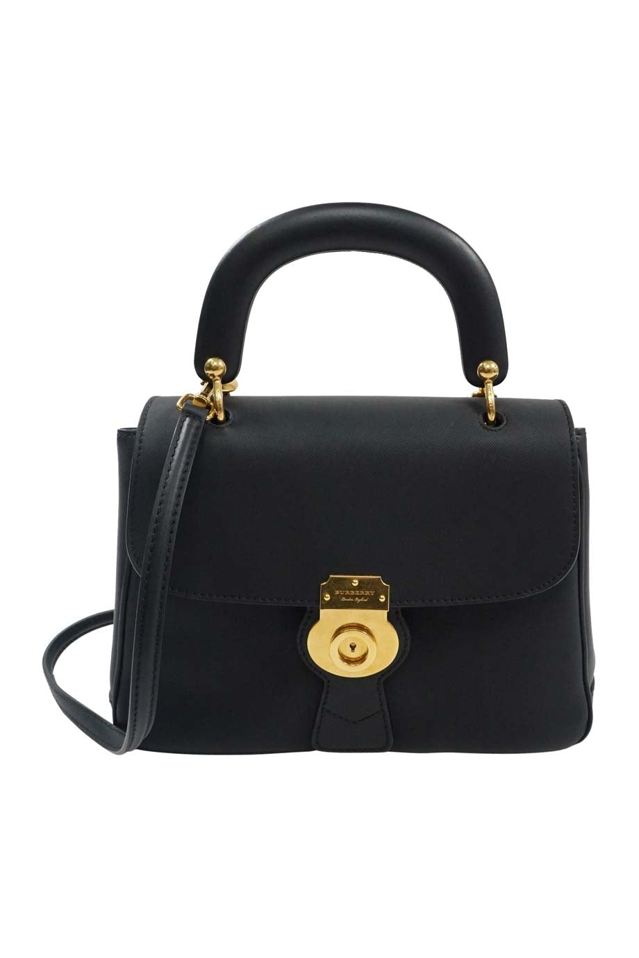 Burberry Black Medium Trench Leather DK88 Top Handle Bag with detachable shoulder strap