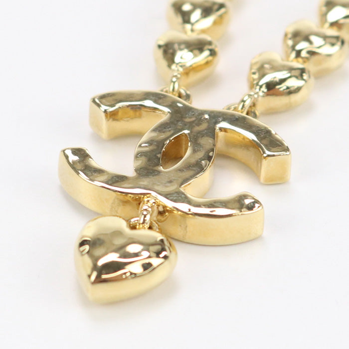 CHANEL ABA262 Necklace COCO Mark Rhinestone Heart Pendant Gold Plated,Rhinestone gold Women