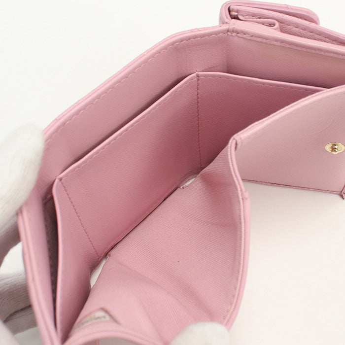 CHANEL A84401 Tri-fold wallet Classic Small flap wallet.Compact Wallet lambskin pink Women