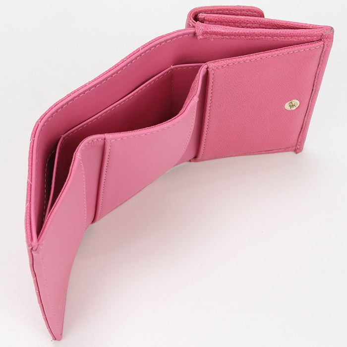 CHANEL 26887168 Tri-fold wallet COCO Mark Matrasse Small flap wallet caviar pink Women