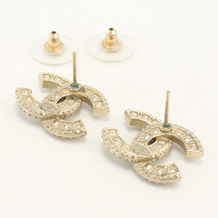 CHANEL Pierce Rhinestone Pierce COCO Mark Stand Pierce plating clear Women
