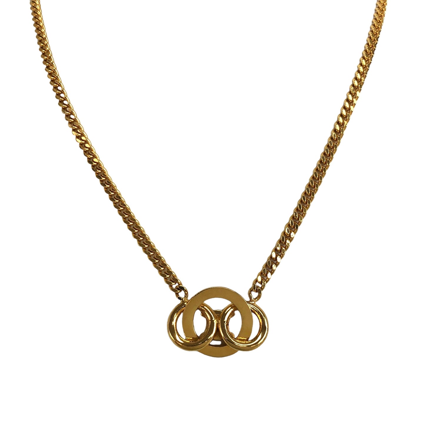 CELINE Triomphe Stone Necklace Gold Vintage zjaj8v
