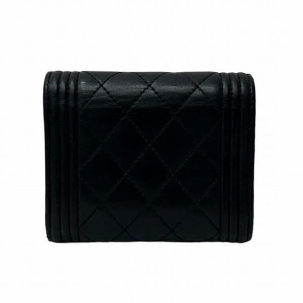 Chanel CC Matelasse Boy Flap Wallet Leather Short Wallet in Good condition