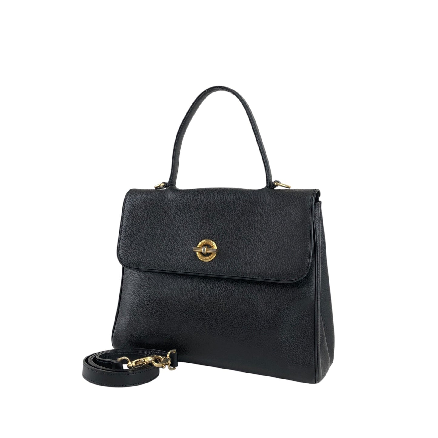 CELINE Toggle Clasp Two-way Handbag Shoulder bag Black Vintage 2cbtpb