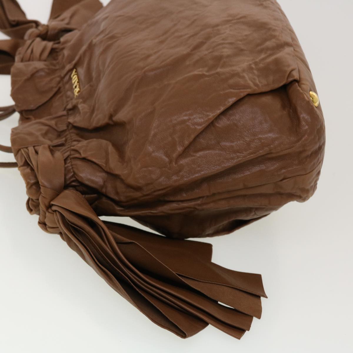 Prada Hand Bag Leather 2way Shoulder Bag Brown yb143