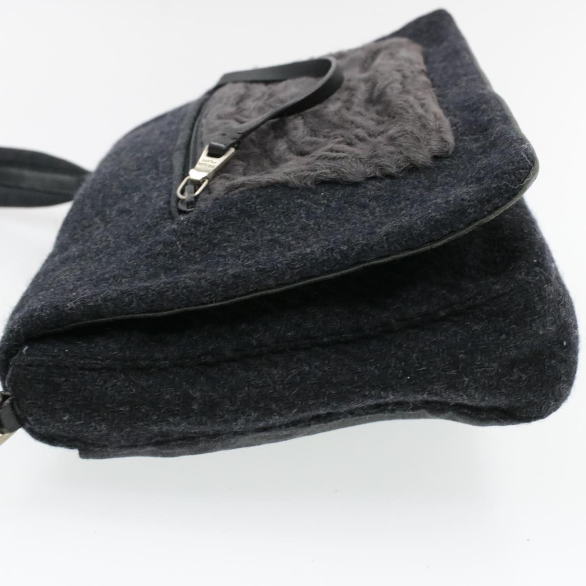 PRADA Suede Shoulder Bag Black Auth yk115