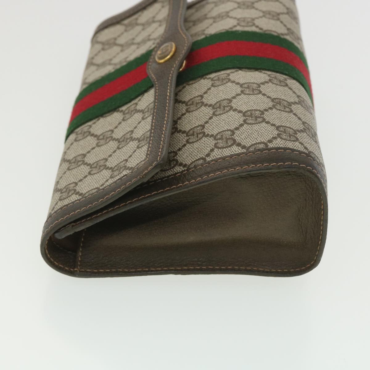 GUCCI GG Canvas Web Sherry Line Clutch Bag Beige Red Green 41.014 yk6142B