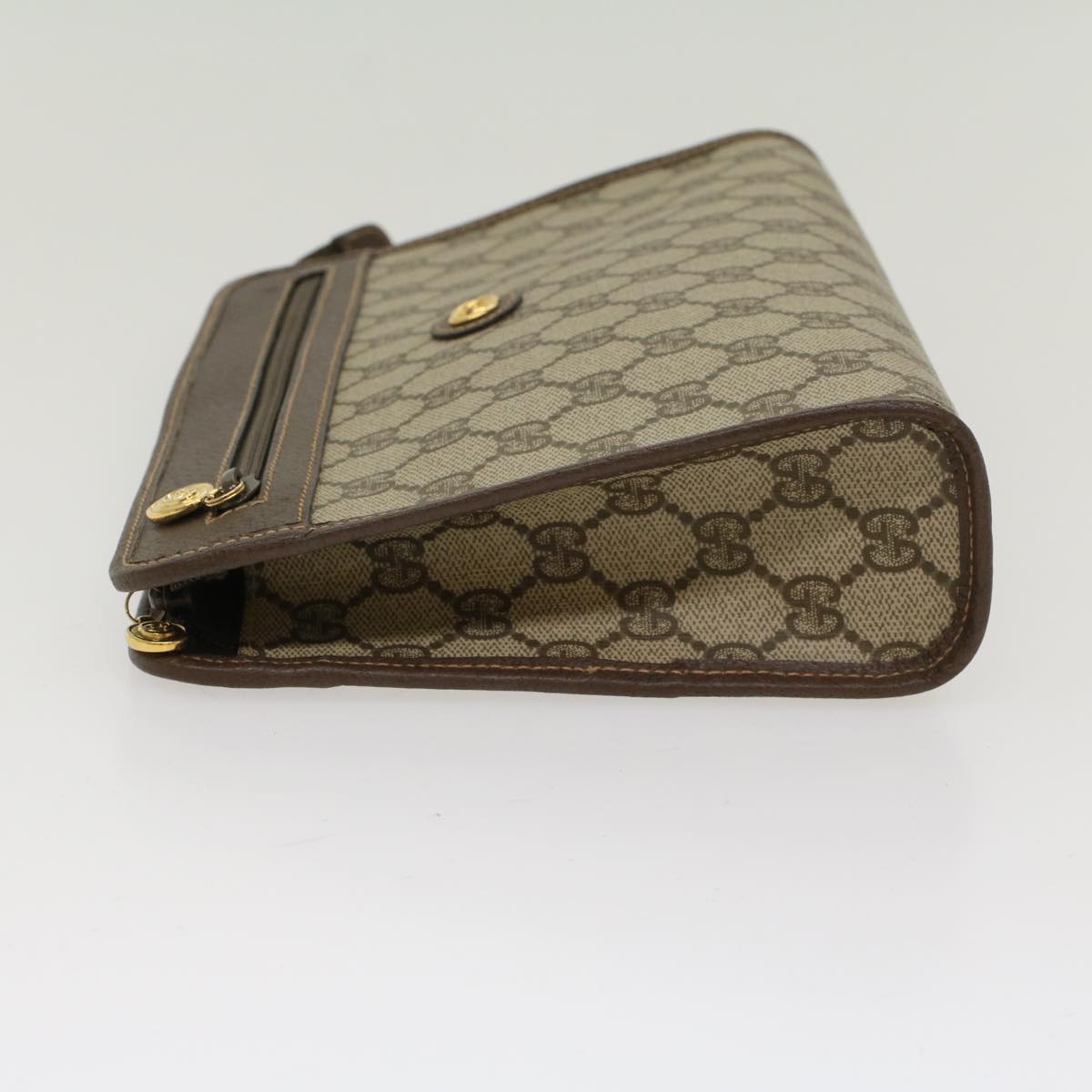 GUCCI GG Canvas Clutch Bag PVC Leather Beige 014.122.6063.4021 yk7734