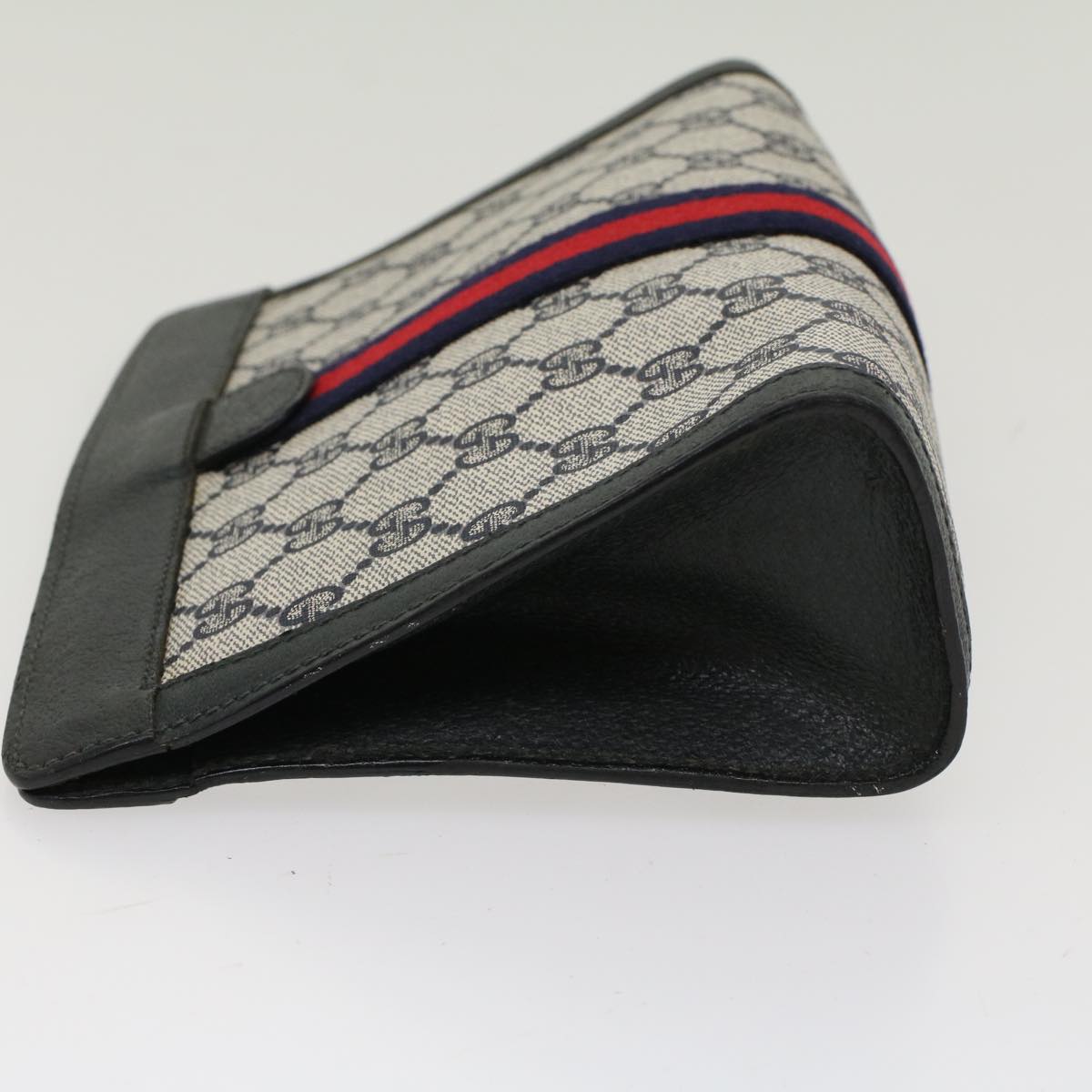 GUCCI GG Canvas Sherry Line Clutch Bag Gray Red Navy 89.01.001 yk7814