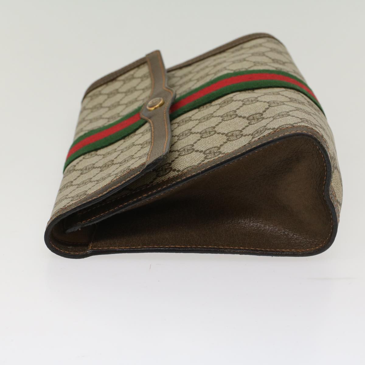 GUCCI GG Canvas Web Sherry Line Clutch Bag Beige Red Green 84.01.007 yk7987