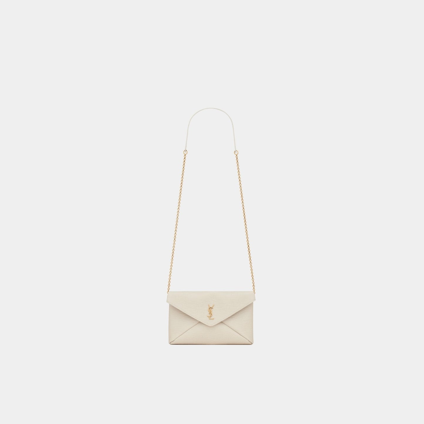 Yves Saint Laurent Cassandre Chain Pouch In Lambskin, Blanc Vintage, Front