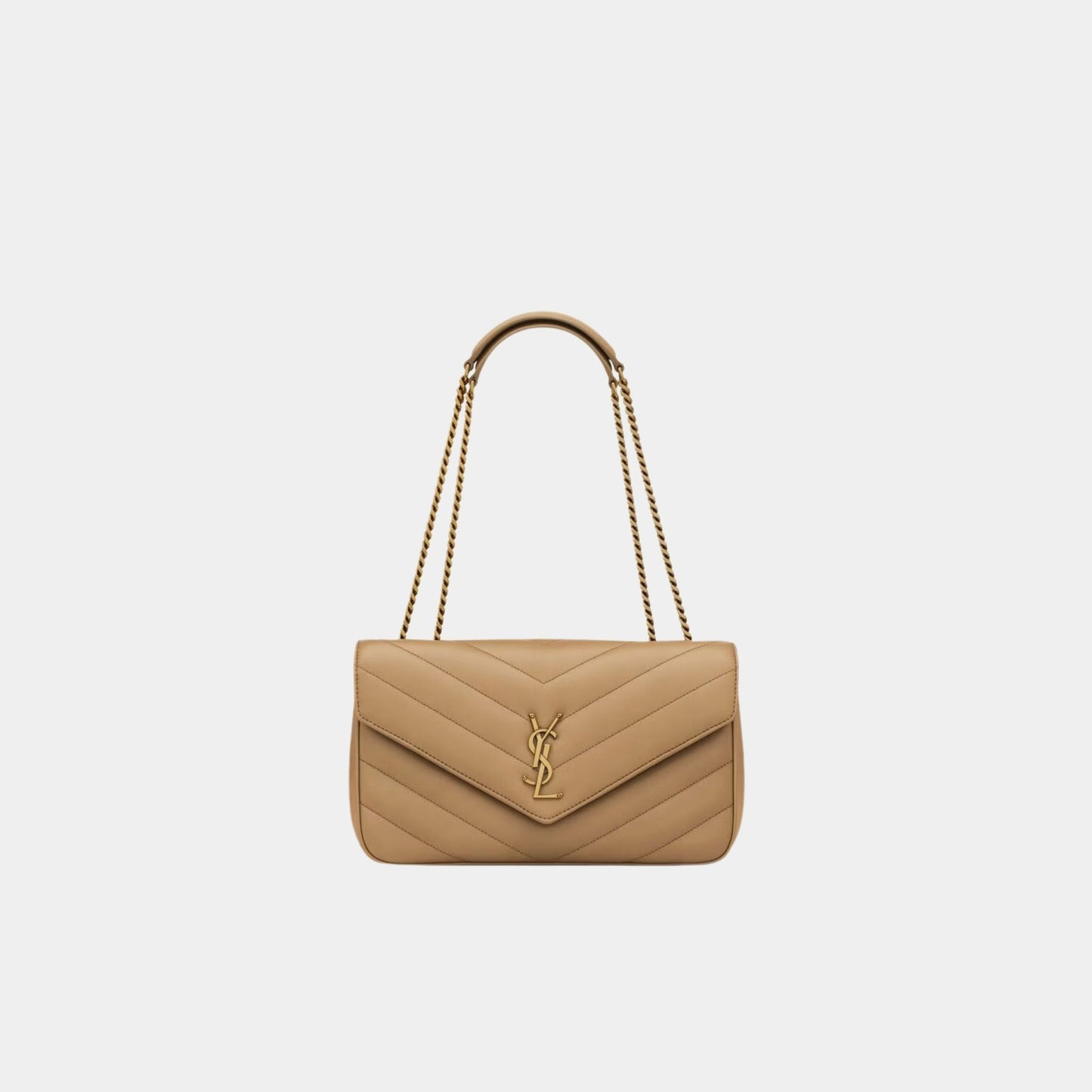 Yves Saint Laurent Loulou Medium In Matelasse Lambskin, Natural Tan, Front