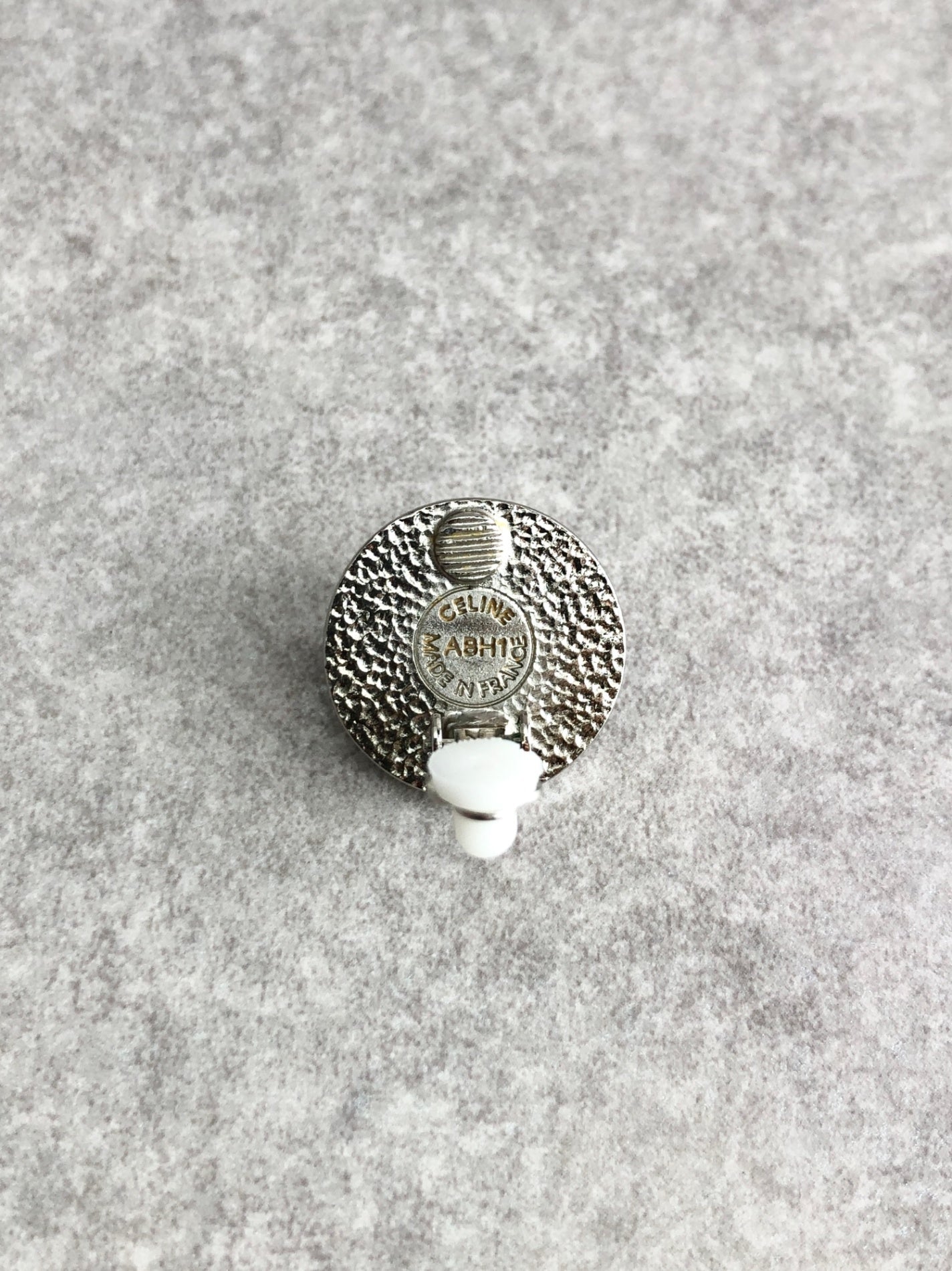CELINE Circle Logo Earrings Silver Vintage greuz7