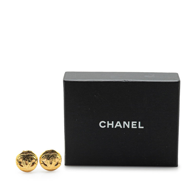 Chanel Gold Plated Coco Mark Vintage Earrings 94P