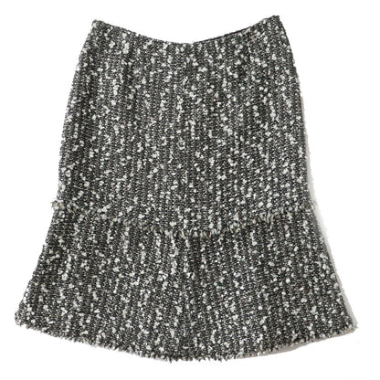 Chanel Tweed Skirt with COCO Mark, Multi, Size 38