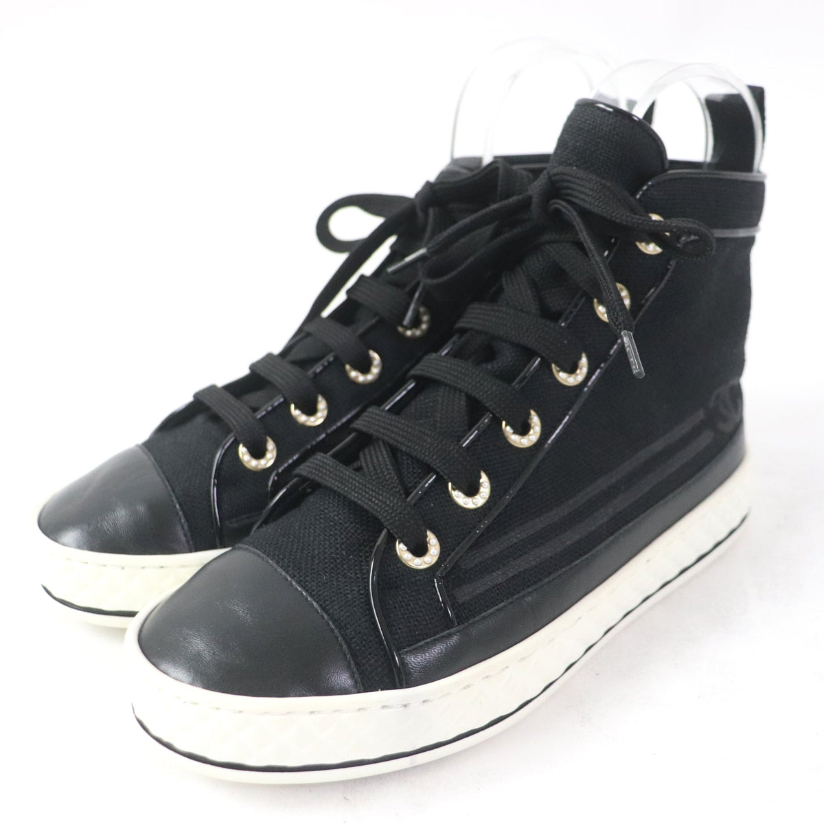 Chanel COCO Mark Canvas Sneakers Black 35