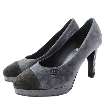 CHANEL pumps G34195 Suede leather Charcoal gray black 35