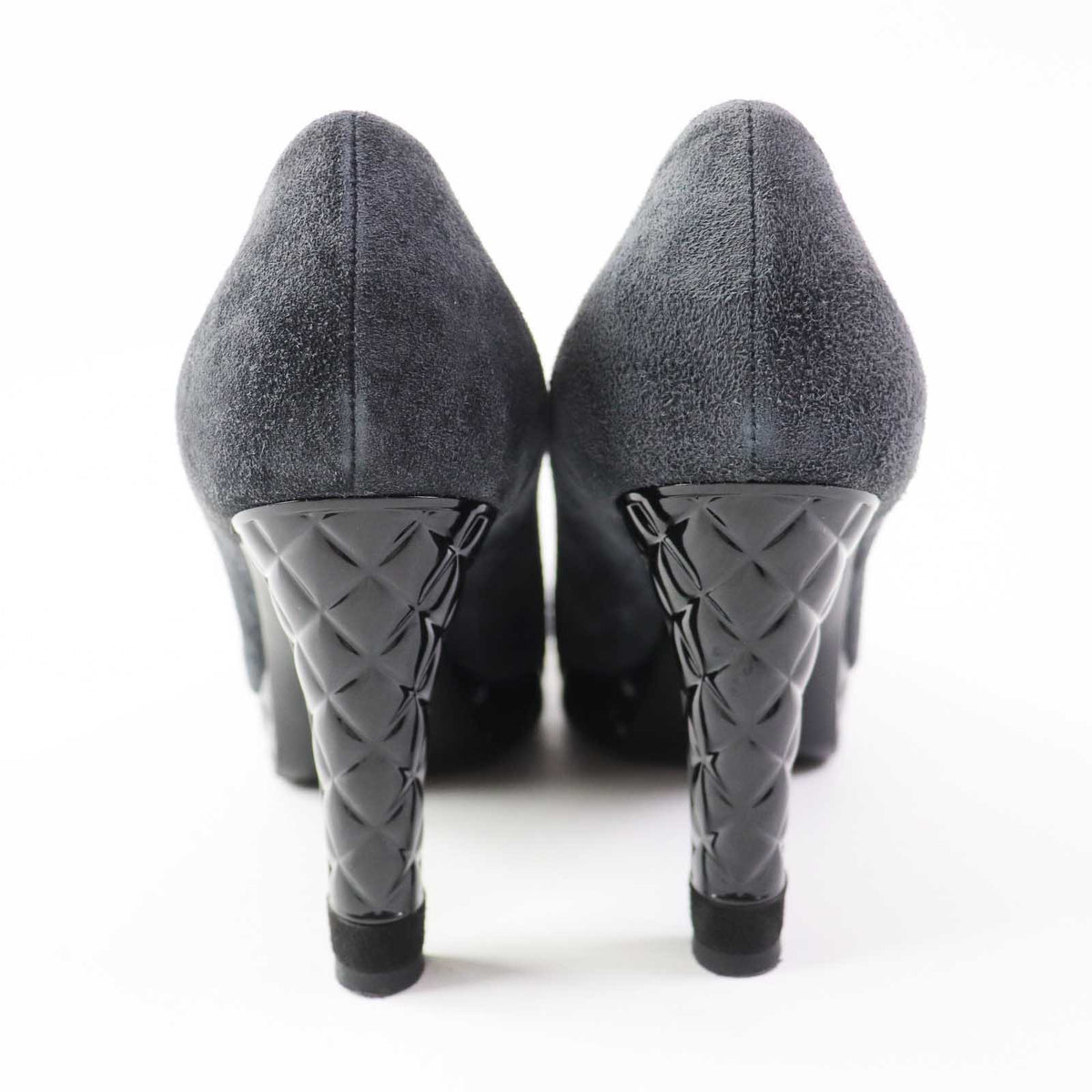 CHANEL pumps G34195 Suede leather Charcoal gray black 35