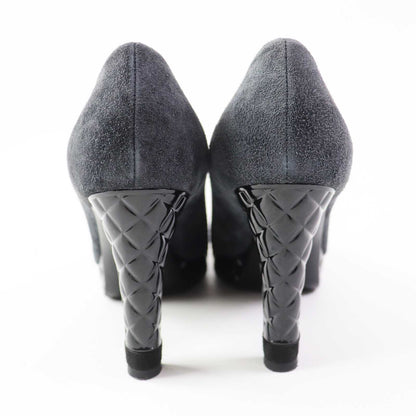 CHANEL pumps G34195 Suede leather Charcoal gray black 35