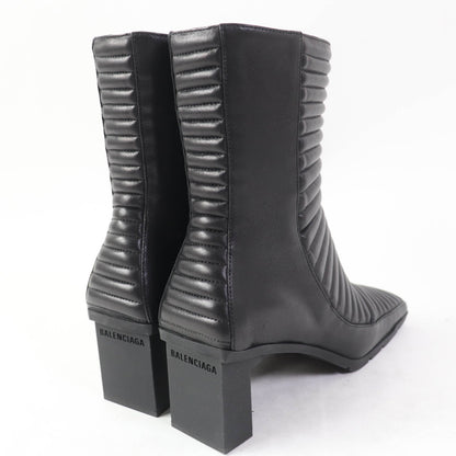 Balenciaga Quilted Leather Ankle Boots Black 38