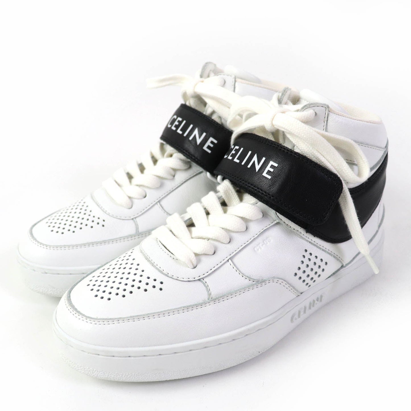 CELINE High cut sneakers CT-03 Body: Leather White black Women 35 Used