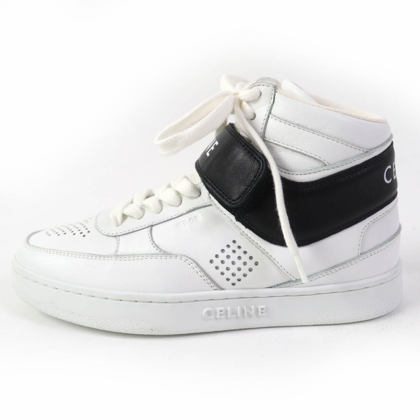 CELINE High cut sneakers CT-03 Body: Leather White black Women 35 Used