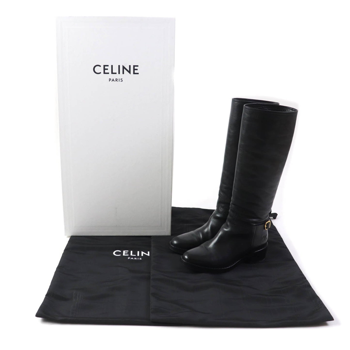 CELINE leather black Women 37 Secondhand