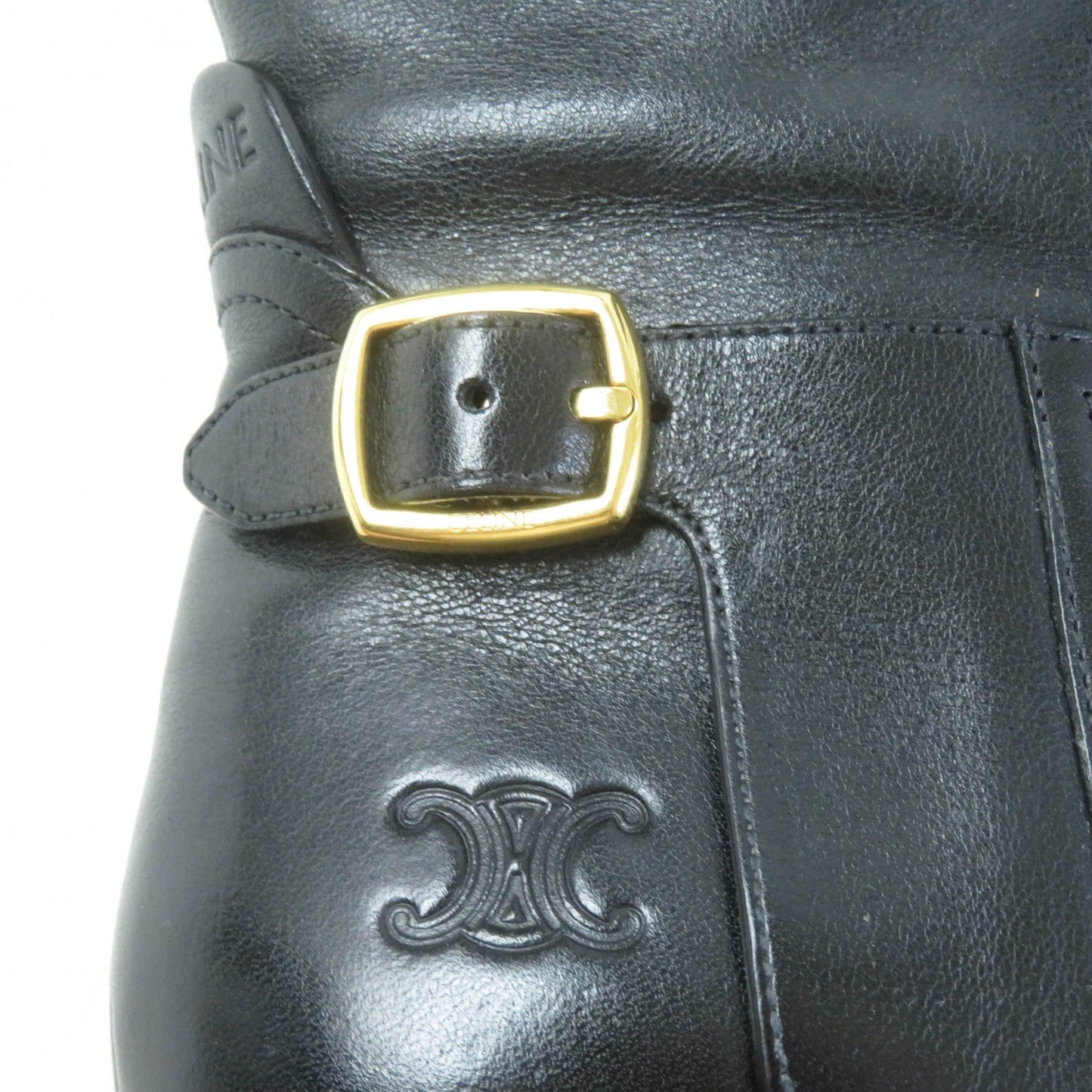 CELINE leather black Women 37 Secondhand