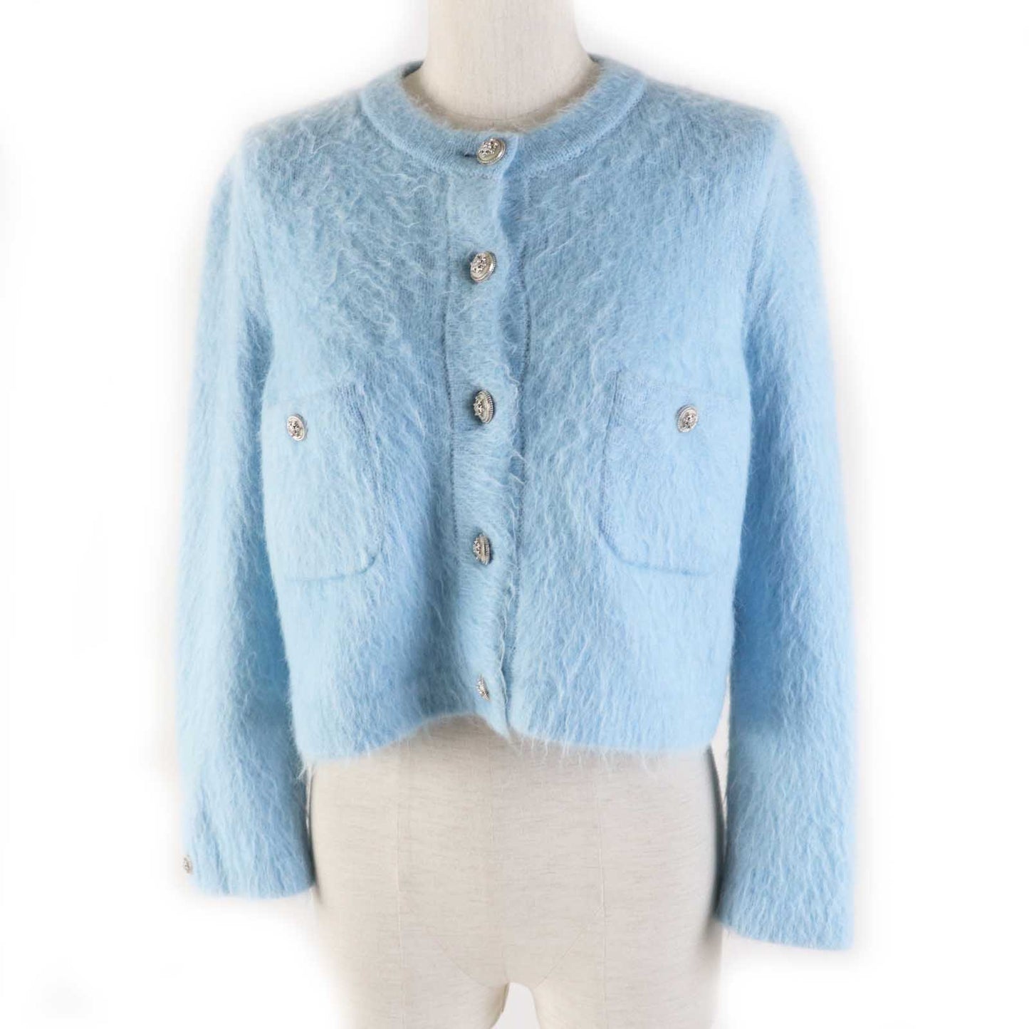 CHANEL cardigan P62193 19B cashmere Light blue 36