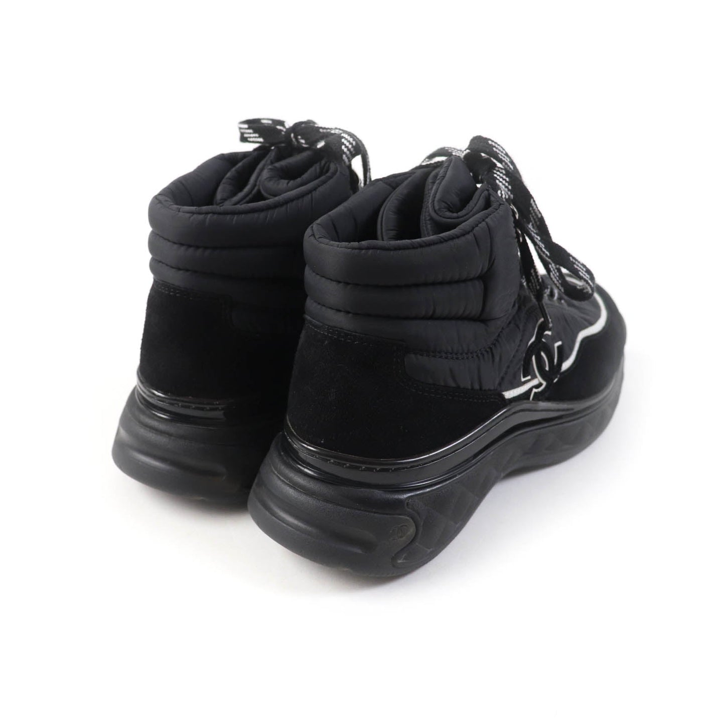 CHANEL High cut sneakers G35205 nylon x suede black 37